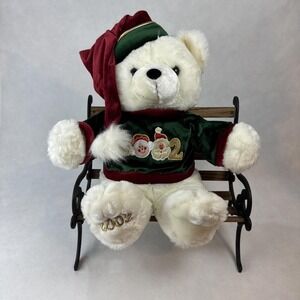 Dan Dee Collectors‎ Choice 2002 Christmas Teddy Bear White Plush Green Sweater